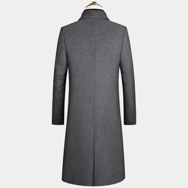 Sobretudo masculino slim premium com forro térmico acolchoado, design elegante e comprimento alongado para inverno