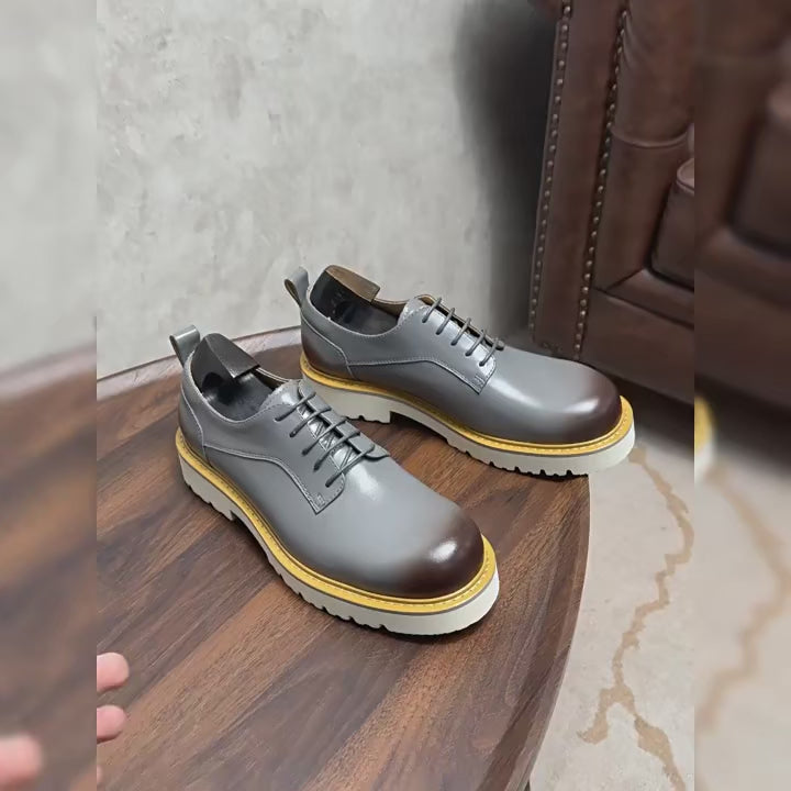 Sapato social Derby masculino premium minimalista com acabamento sofisticado e solado robusto moderno