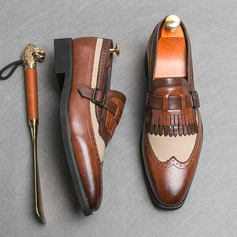 Sapato social loafer masculino premium com detalhe kiltie sofisticado e design europeu exclusivo elegante