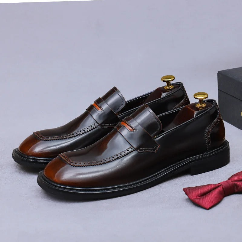 Sapato social penny loafer masculino premium preto com acabamento sofisticado e design elegante executivo