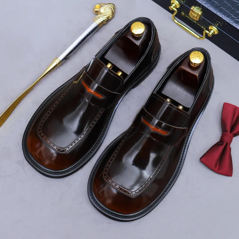 Sapato social penny loafer masculino premium preto com acabamento sofisticado e design elegante executivo