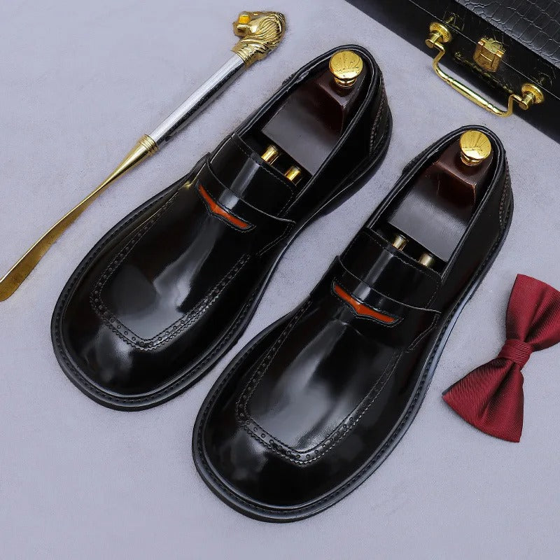Sapato social penny loafer masculino premium preto com acabamento sofisticado e design elegante executivo