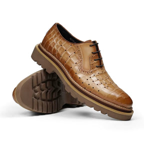 Sapato social Oxford brogue masculino premium texturizado com solado tratorado sofisticado