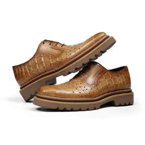 Sapato social Oxford brogue masculino premium texturizado com solado tratorado sofisticado