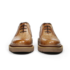 Sapato social Oxford brogue masculino premium texturizado com solado tratorado sofisticado