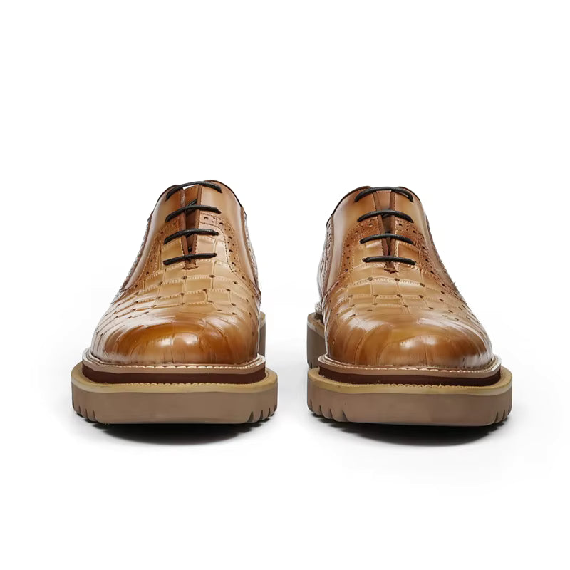Sapato social Oxford brogue masculino premium texturizado com solado tratorado sofisticado