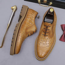 Sapato social Oxford brogue masculino premium texturizado com solado tratorado sofisticado