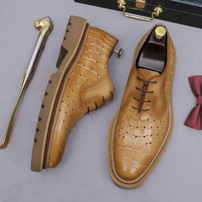 Sapato social Oxford brogue masculino premium texturizado com solado tratorado sofisticado
