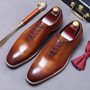 Sapato social Oxford wholecut masculino marrom premium com acabamento polido elegante