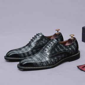 Sapato social Oxford Wingtip masculino premium com acabamento texturizado sofisticado e design elegante