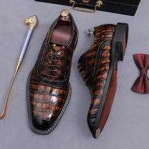 Sapato social Oxford Wingtip masculino premium com acabamento texturizado sofisticado e design elegante
