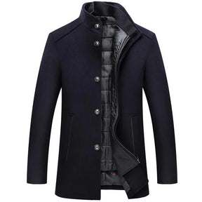 sobretudo masculino lã premium com forro removível gola alta inverno