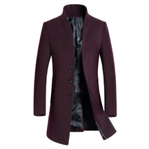 Sobretudo masculino de lã slim fit com gola padre elegante e corte alongado sofisticado para inverno