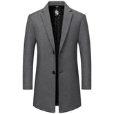Sobretudo masculino de lã premium com forro térmico acolchoado e design elegante para inverno